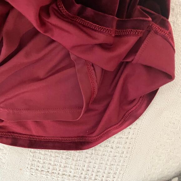 Lulus medium burgundy v neck velvet evening gown cocktail dress D3 4478 - Picture 6 of 13